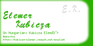 elemer kubicza business card